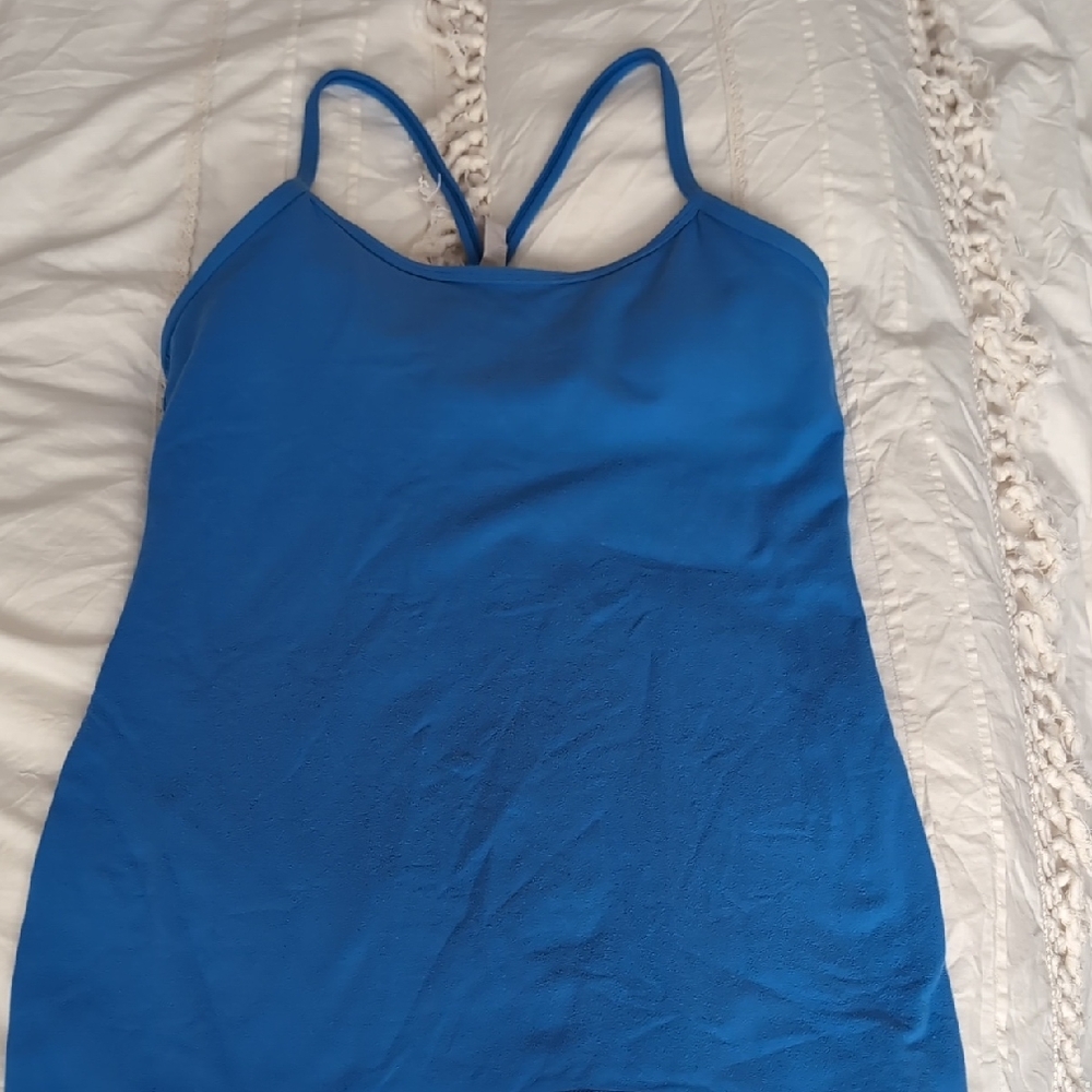 Lululemon Athletica Blue Racer Back Built in Bra Tank Top Size 8
